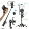 Magsafe Tripod Stand for iPhone Portable Pocket Size Selfie Stick with Rechargeable Remote and Metal RingCompatible with Android
