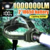 High Power Strong Light LED Head Flashlight USB Rechargeable Headlamp Long Shot 4000M 4 Modes Head Lamp with Fluorescent Lights