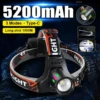 2026 100000LM High Power LED Headlamp Alloy 5200mAh Work12 Hours Headlight Rechargeable Head Lantern Work Fishing Front LED Head