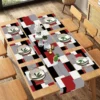 VIKAMA 5/7PC Geometric Color Block Placemat Table Flag Set Red Black Gray Restaurant Cafe Modern Decor Luxury Style Arrangement