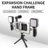 Video Stabilizer with Dual Handle Wireless Mic Clip Slot for Tiktok/YouTube Compatible with iPhone 16 15 14 Pro Max Galaxy S24