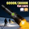 3000K/6000K High Power LED Flashlight Rechargeable Flashlight Zoomable Torch for Lighting in Rainy Hiking and Emergency Lighting