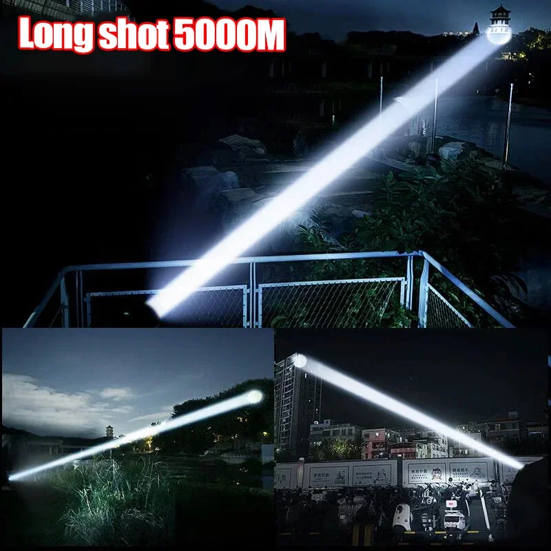 1000000 Lumen High Strong Power Rechargeable Led Flashlight Built-in Battery Zoom-able Adjustable Brightness Tactical Flashlight - Image 6